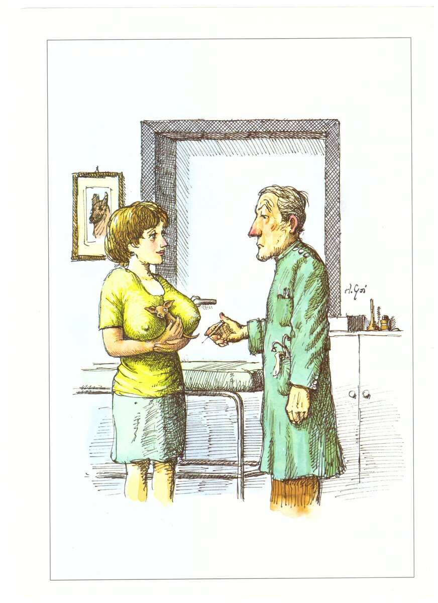 Cartolina di richiamo - illustrazione veterinaria